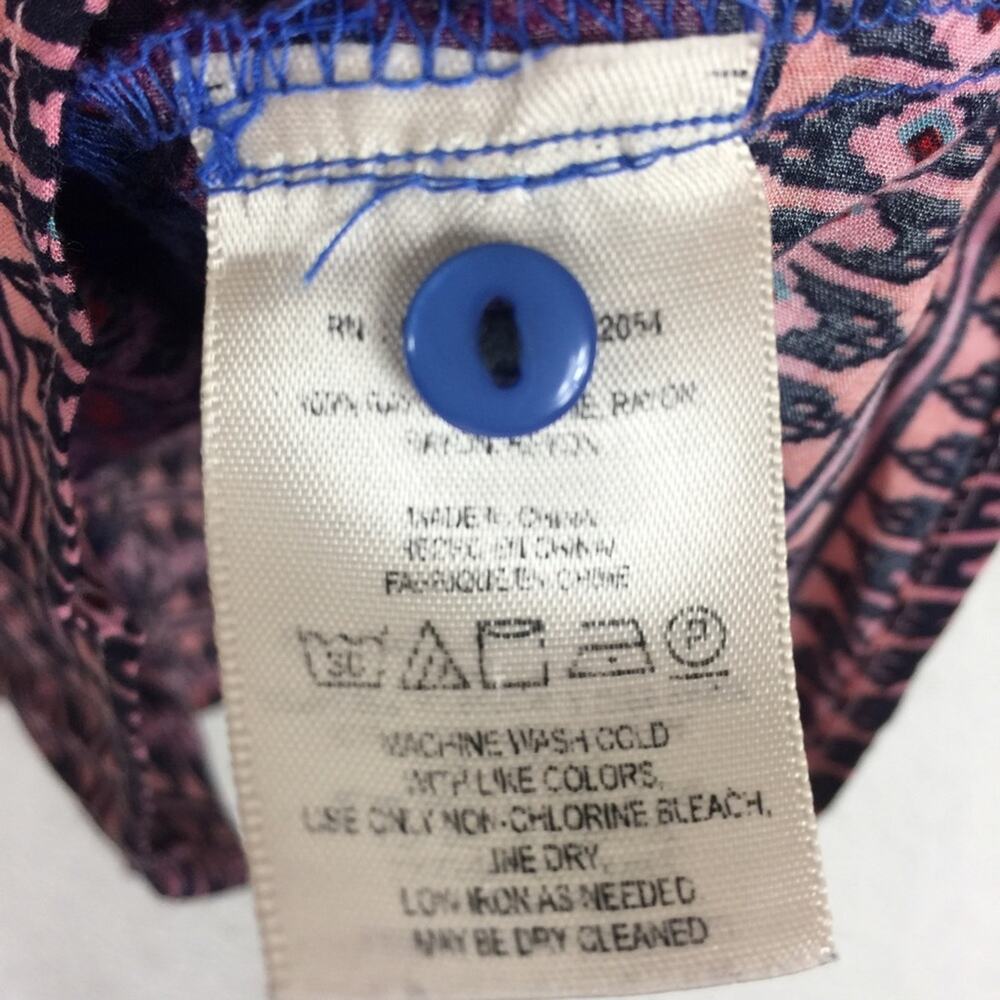 Anthropologie Maeve Woodland Walk Blue Boho Popover Button Top Size 8 - Picture 6 of 15
